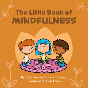 Illustration of children sitting and meditating with their eyes closed and legs crossed
