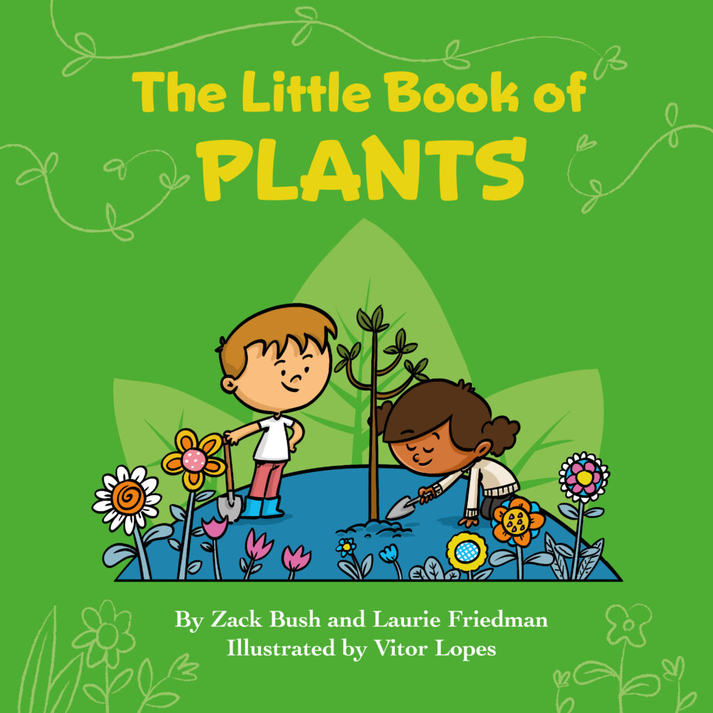 Two children working in a garden on the cover of The Little Book of Plants