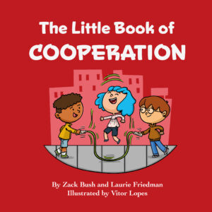 Three children playing jump rope on the cover of The Little Book of Cooperation